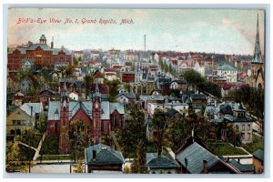 1909 Birds Eye View No.1 Grand Rapids Michigan MI Posted Antique Postcard