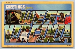Large Letter Greetings From West Virginia    Postcard