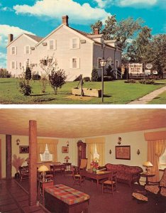 2~Chrome Postcards  Homestead IA Iowa  DIE HEIMAT MOTOR HOTEL & LOBBY  Roadside