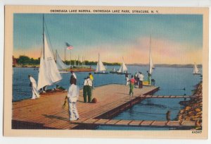 P2597 vintage postcard sailboats people onondaga lake marina syracuse new york