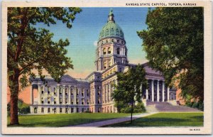VINTAGE POSTCARD THE KANSAS STATE CAPITOL BUILDING AT TOPEKA MAILED 1945