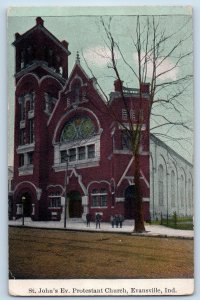 Evansville Indiana IN Postcard St. John's Evangelical Protestant Church 1912