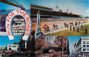 Postcard 1950s Kentucky Louisville Horse Racing Churchill Downs Horses KU24-3299