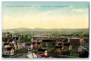 1912 Birds Eye View Water Tower Looking South Reedsburg Wisconsin WI Postcard