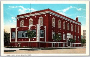 Grand Island Nebraska NE, Elks Home, House, Historic Building, Vintage Postcard