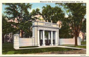 Illinois Alton Memorial Gate Entrance To Monticello College Curteich