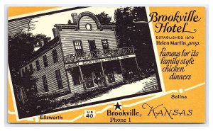 Postcard Brookville Hotel Brookville Kansas Advertising Card Chicken Dinners