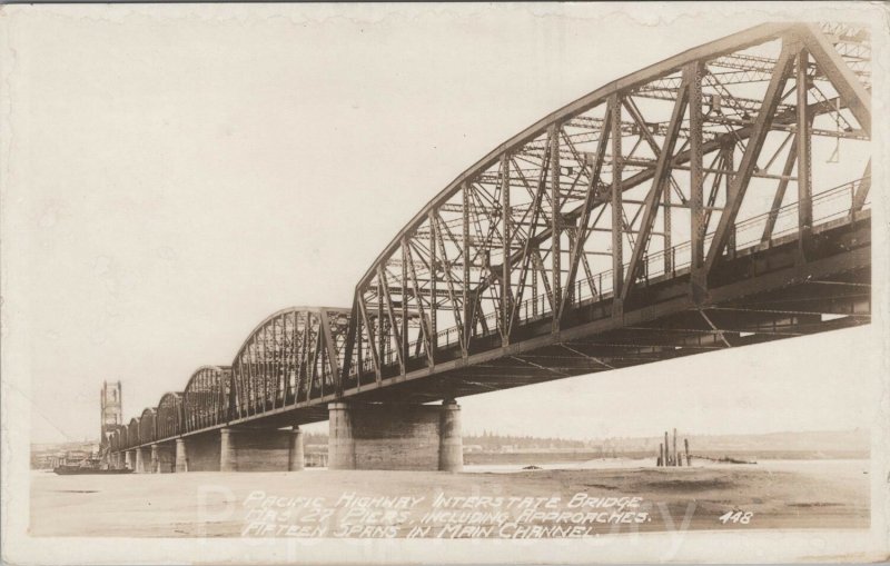 c.1917 Pacific Highway Interstate Bridge RPPC Vancouver WA Portland OR Postcard