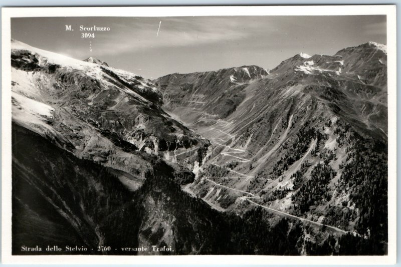 c1940s Stelvio Pass, Italy RPPC Mountain Road Alps 2760m Scorluzzo Trafoi A363