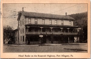 Postcard PA Port Allegany - Hotel Butler on the Roosevelt Highway