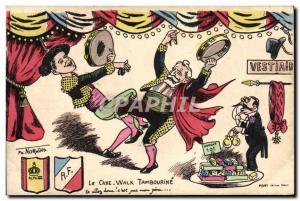 Old Postcard The Satirical Political Cake Walk tambourine France Spain