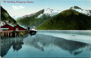 Postcard AK Skagway Anchored Steamer Mount Harding in the Background ~1910 K43