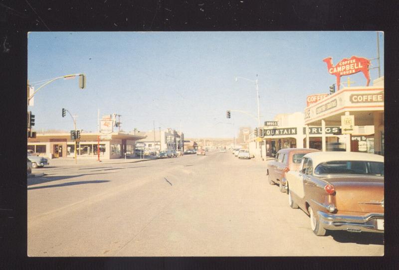 HOLBROOK ARIZONA ROUTE 66 DOWNTOWN STREET SCENE 1950's CARS VINTAGE POSTCARD