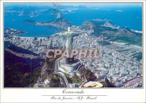 Postcard Modern Brasil Turistico Rio de Janeiro Brasil Air view of the Corcov...