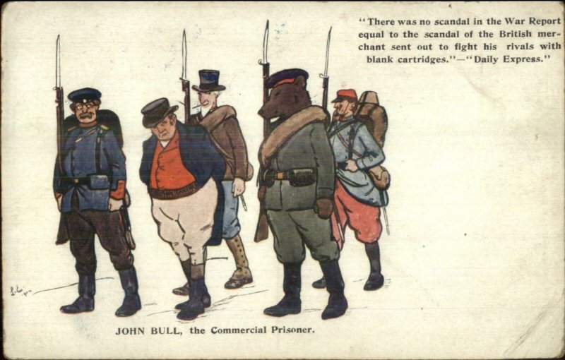 Satire Propaganda John Bull as Prisoner Bear in Uniform Commercial Prisoner