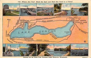 Auto Trip Around Lake Geneva Wisconsin, USA 1953 