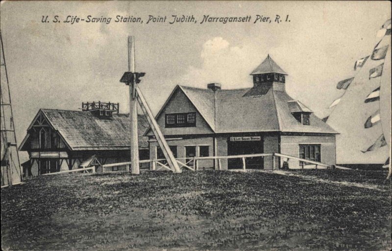 Narragansett Pier Rhode Island RI Point Judith Life Saving Station Vintage PC