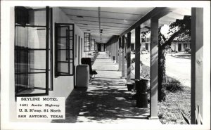 San Antonio Texas TX Skyline Motel Real Photo Vintage Postcard