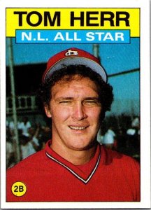 1986 Topps Baseball Card NL All Star Tom Herr sk10669