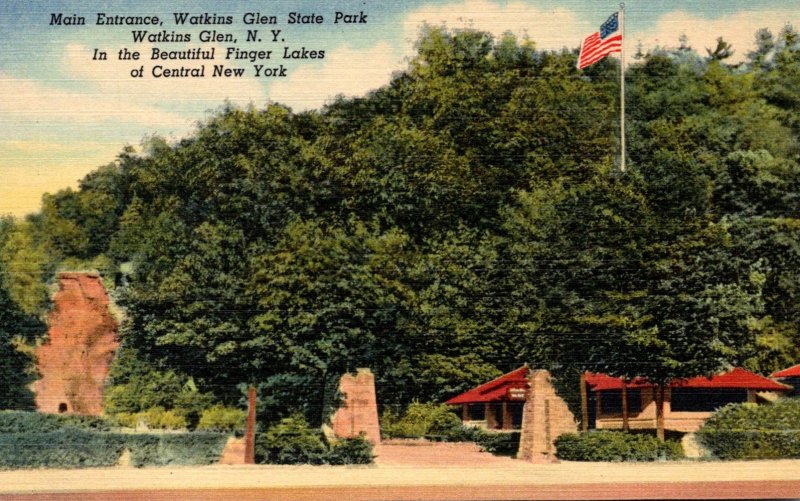 New York Watkins Glen State Park Main Entrance Curteich