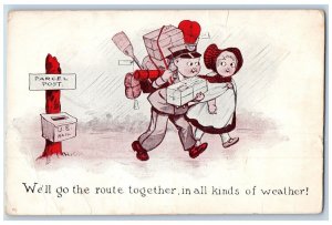 Albert Lea MN Postcard Mailman Parcel US Mail We'll Go The Route Together c1910s