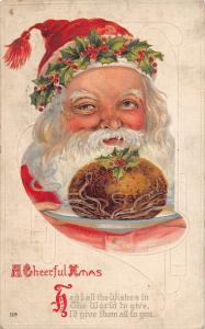 D83/ Santa Claus Merry Christmas Holiday Postcard c1910 Bread Smile Large 10