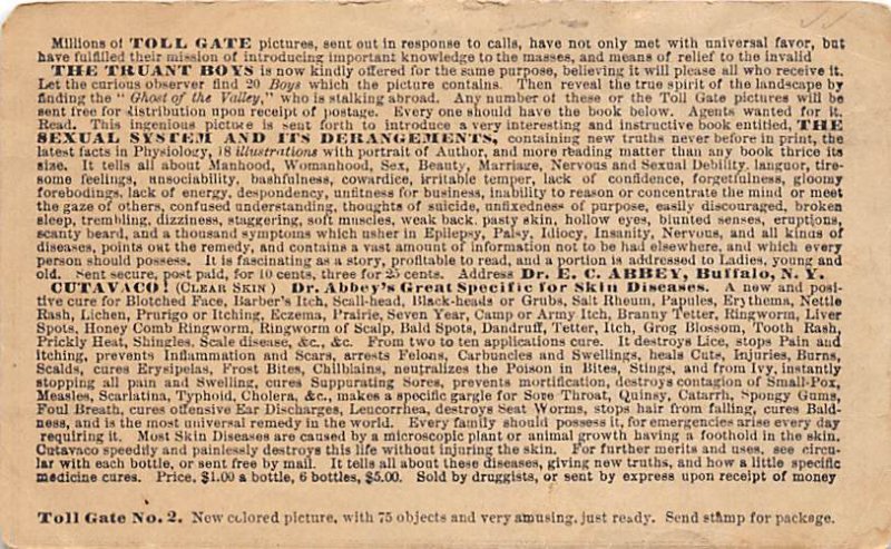 Approx. Size: 3 x 5.5 Tollgate ??? the truant boys  Late 1800's Tradecard Non  