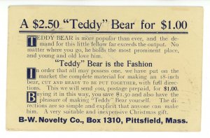 Teddy Bears For Sale - Advertising Postcard