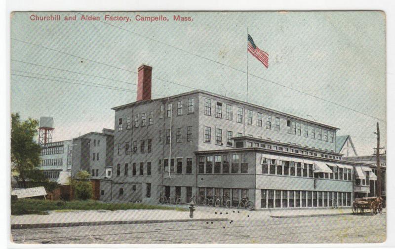 Churchill Alden Shoe Factory Campello Brockton Massachusetts 1908 postcard