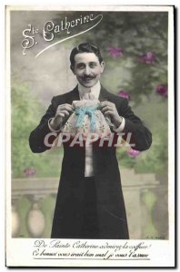 Postcard Old Man Fancy St. Catherine Bonnet