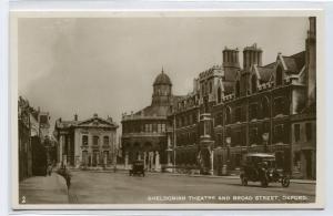 Sheldonian Theatre Broad Street Scene Oxford UK RPPC real photo postcard