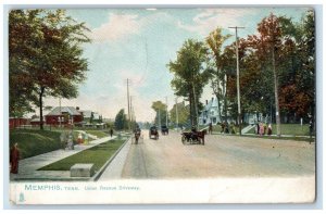 c1910 Horse Carriage, Union Avenue, Driveway, Memphis Tennessee TN Tuck Postcard