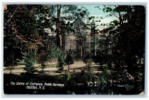 1909 The Gates at Entrance Public Gardens Halifax Nova Scotia Canada Postcard