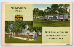 STARKE, FL Florida ~ WHISPERING PNES MOTEL 1952  Bradford County Linen Postcard