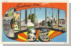 Columbia, South Carolina/SC Postcard, Greetings/Multi-View