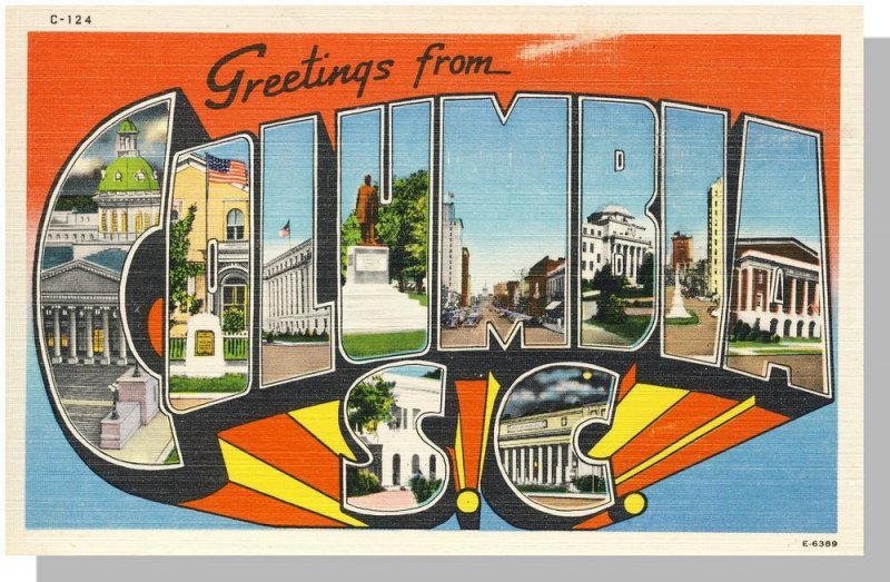 Columbia, South Carolina/SC Postcard, Greetings/Multi-View