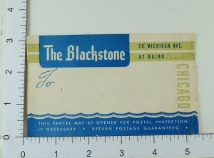 Poster Stamp Luggage Label Vintage The Blackstone Chicago E5