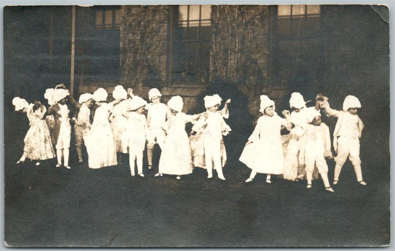 KIDS ELEGANT DANCING ANTIQUE RPPC REAL PHOTO POSTCARD JAMAICA N.Y. POSTMARKED