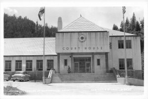 1950s Downieville California Court House autos occupation RPPC Postcard 25-12361