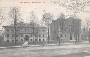 J60/ Kendallville Indiana Postcard c1910 High School Building  232