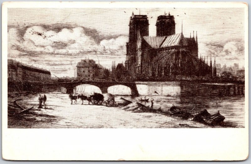 Charles Meryon, French, 1821-1868, Notre-Dame De Paris, Draw Sketch, Postcard