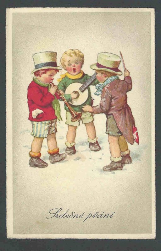 1941 PPC* Little Boys Playing Instruments Posted