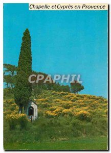 Postcard Modern French Riviera in Provence Chapel and Cypres
