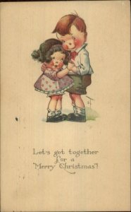 Charles Twelvetrees Kids c1915 Postcard - Boy & Girl Merry Christmas