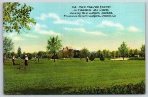 Denver Colorado~View From First Fairway On Golf Course~Vintage Linen Postcard