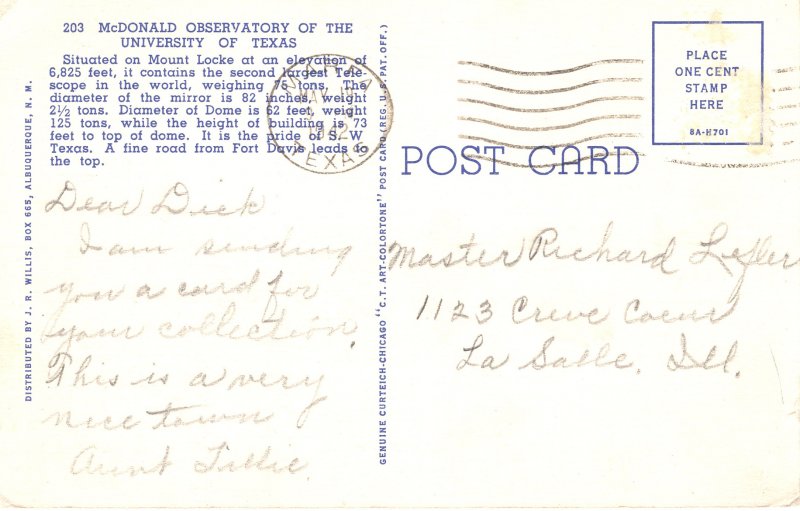 US    PC4443  MCDONALD OBSERVATORY, UNIVERSITY OF TEXAS