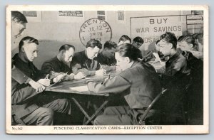 c1943 Men Punching Classification Cards ARMY ENLISTMENT VTG Postcard 1269