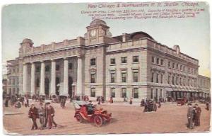 Post Card Chicago - Northwestern R.R. Station.   Mailed July 1914