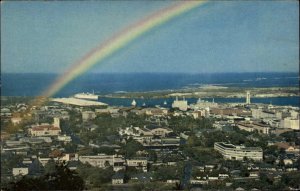 Honolulu Hawaii HI Rainbow Over Capital City Vintage Postcard