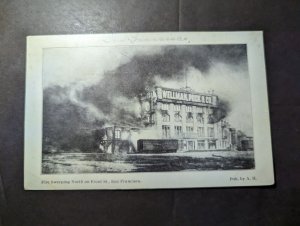 Mint USA San Francisco Earthquake RPPC Postcard Fire Sweeping North on Front St